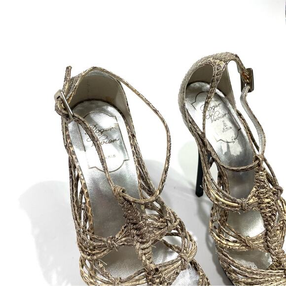 Roger Vivier Tan Cream Python Snake Platform Braided Heels 37 6.5 - Picture 4 of 8